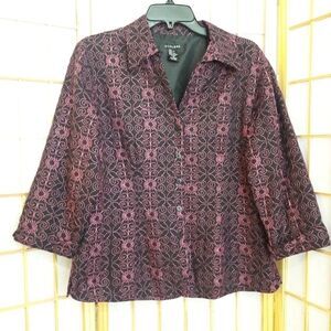 Silkland 100% Silk Button Down Floral Paisley Top